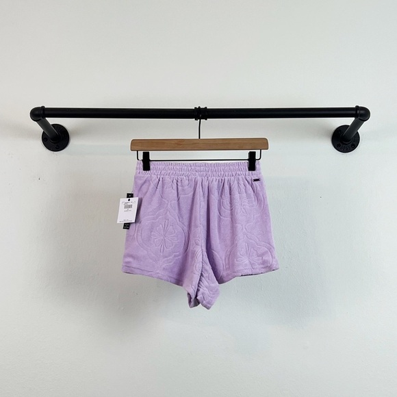 NWT O’Neill Cabana Tile Terrycloth Pull On Shorts in Purple - Picture 7 of 9